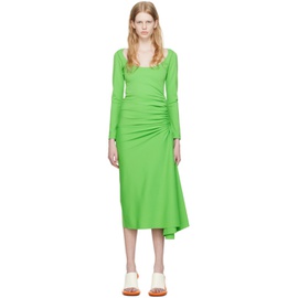 마르니 Marni Green Ruched Midi Dress 231379F054002