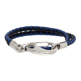 마르니 Marni Black & Navy Double Wrap Braided Bracelet 222379M142003
