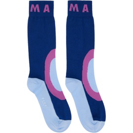 마르니 Marni Navy Jacquard Socks 231379F076011