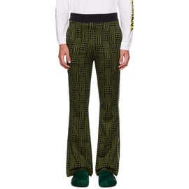 마르니 Marni Green & Black Jacquard Trousers 232379M191022