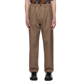 마르니 Marni Brown Textured Trousers 222379M191040