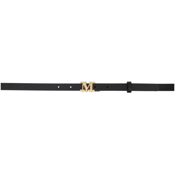  맥스마라 Max Mara Black Leather Monogram Belt 241118F001002