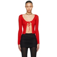 미아우 Miaou Red Helena Long Sleeve T-Shirt 232224F110029