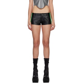 미아우 Miaou Black Devon Faux-Leather Shorts 231224F088006