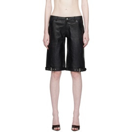 미아우 Miaou Black Clay Leather Shorts 232224F088004