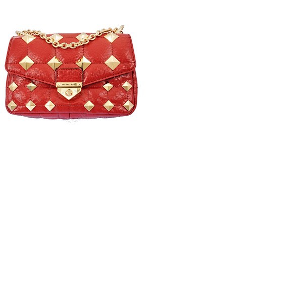 마이클 코어스 Michael Kors Ladies Soho Small Studded Quilted Patent Leather Shoulder Bag - Crimson 30H1G1SL1A-602