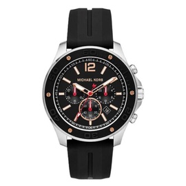 Michael Kors MEN'S Nolan Chronograph Silicone Black Dial Watch MK9071
