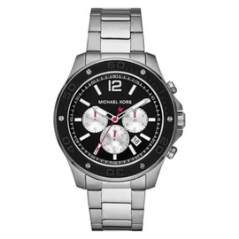 Michael Kors MEN'S Oversized Nolan Chronograph Stainless Steel Black Dial Watch MK9067