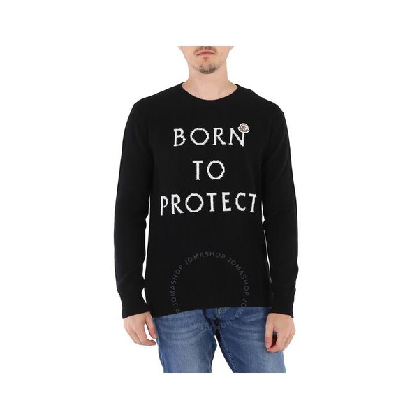 몽클레어 몽클레어 Moncler Mens Black Born To Protect Logo Intarsia Wool Jumper H10919C00017-M1639-999