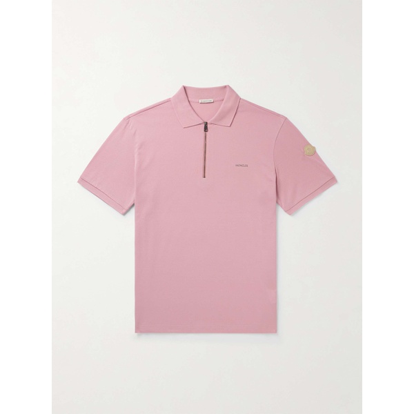몽클레어 몽클레어 MONCLER Leather-Trimmed Logo-Detailed Mercerised Cotton-Pique Zip-Up Polo Shirt 1647597323594650
