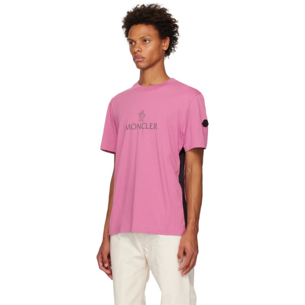 몽클레어 몽클레어 Moncler Pink Garment-Washed T-Shirt 231111M213042