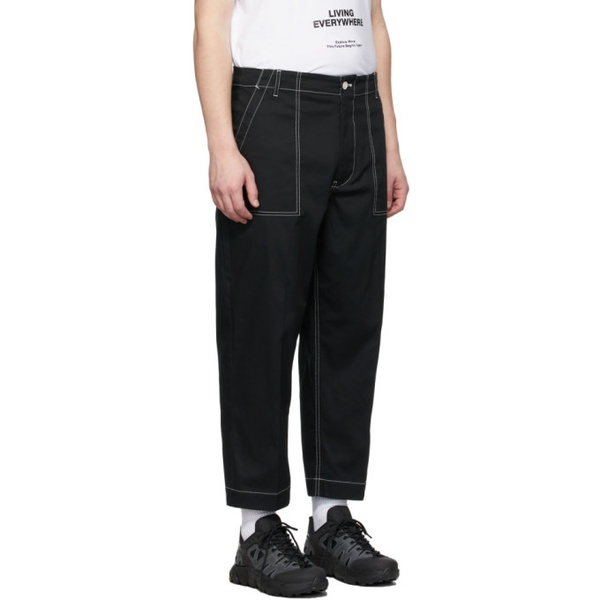 몽클레어 몽클레어 Moncler Black Contrast Stitch Cropped Trousers 221111M191058