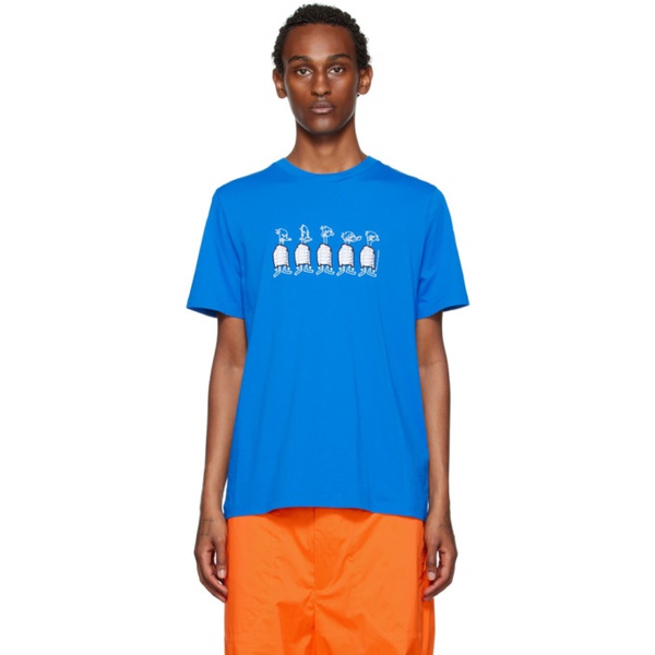 몽클레어 몽클레어 Moncler Blue Embroidered T-Shirt 222111M213045