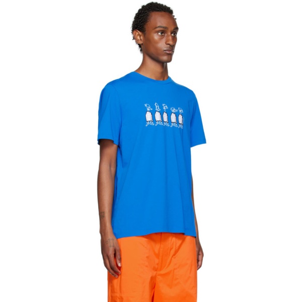 몽클레어 몽클레어 Moncler Blue Embroidered T-Shirt 222111M213045
