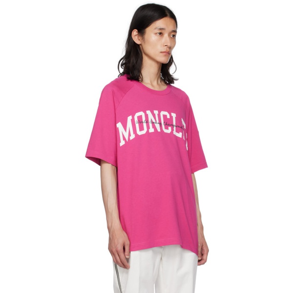 몽클레어 몽클레어 Moncler Pink Embroidered T-Shirt 232111M213057