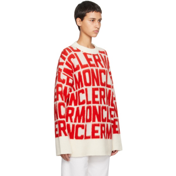 몽클레어 몽클레어 Moncler Red & White Jacquard Sweater 232111F096001