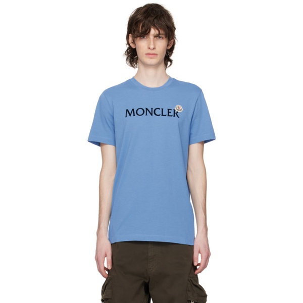 몽클레어 몽클레어 Moncler Blue Flocked T-Shirt 231111M213092