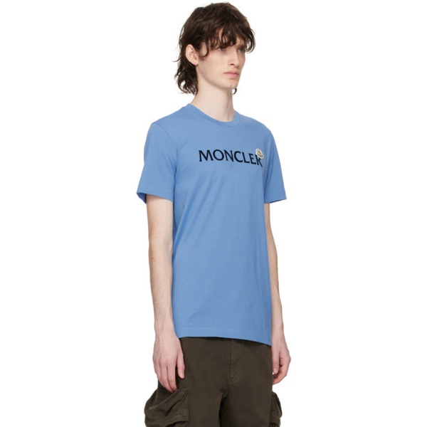 몽클레어 몽클레어 Moncler Blue Flocked T-Shirt 231111M213092