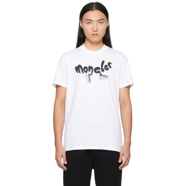 몽클레어 몽클레어 Moncler White Printed T-Shirt 241111M213049