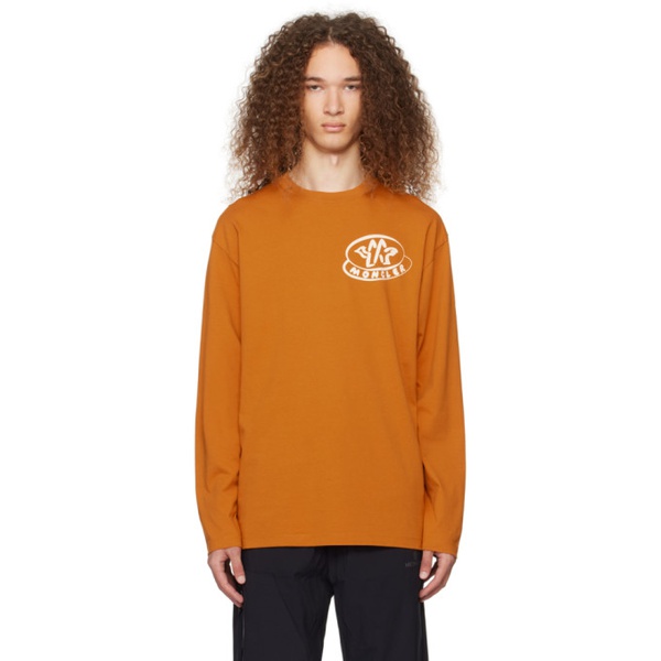 몽클레어 몽클레어 Moncler Orange Printed Long Sleeve T-Shirt 241111M213046