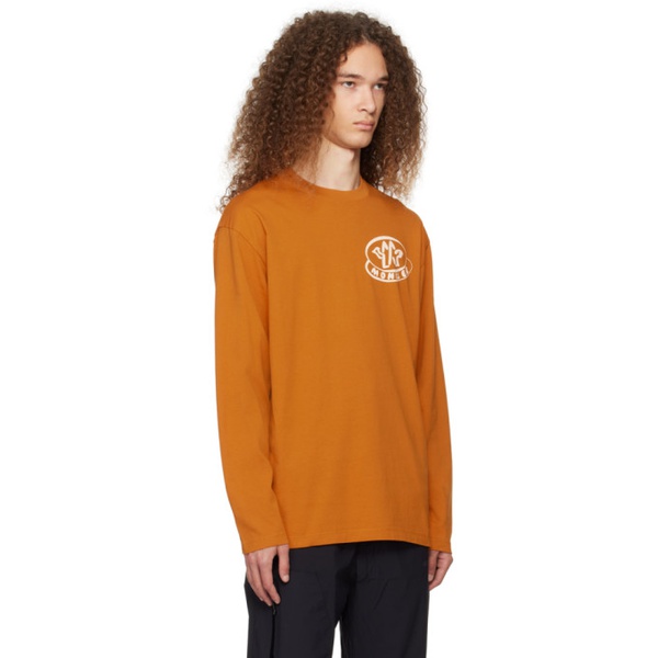 몽클레어 몽클레어 Moncler Orange Printed Long Sleeve T-Shirt 241111M213046