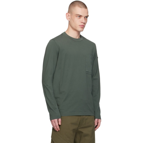 몽클레어 몽클레어 Moncler Green Patch Pocket Long Sleeve T-Shirt 241111M213039