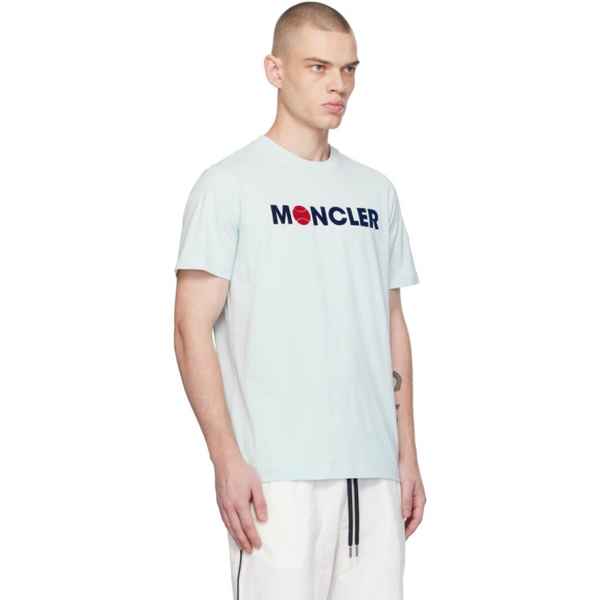 몽클레어 몽클레어 Moncler Blue Flocked T-Shirt 241111M213051