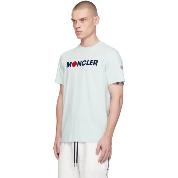 몽클레어 몽클레어 Moncler Blue Flocked T-Shirt 241111M213051