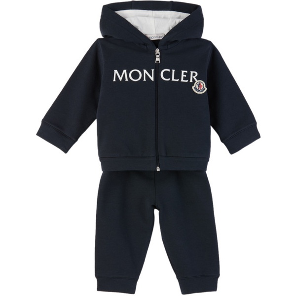 몽클레어 몽클레어 Moncler Enfant Baby Navy Printed Sweatsuit 241815M690002