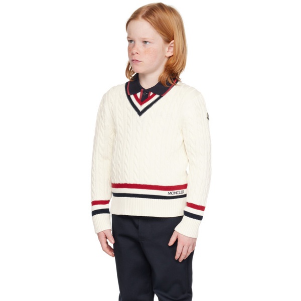 몽클레어 몽클레어 Moncler Enfant Kids 오프화이트 Off-White V-Neck Sweater 241815M720006
