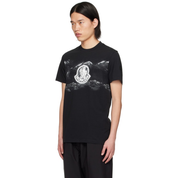 몽클레어 몽클레어 Moncler Black Garment-Washed T-Shirt 241111M213123