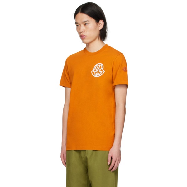 몽클레어 몽클레어 Moncler Orange Garment-Washed T-Shirt 241111M213146