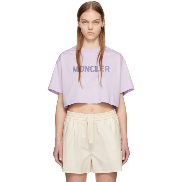 몽클레어 몽클레어 Moncler Purple Sequinned T-Shirt 241111F110052