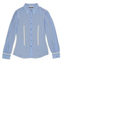 모스키노 Moschino Ladies Light Blue Georgette Silk Shirt 0219-0436-0293