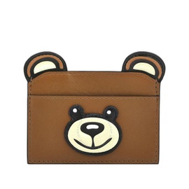 모스키노 Moschino Brown Leather Teddy Bear Card Holder A8154-8008-1085