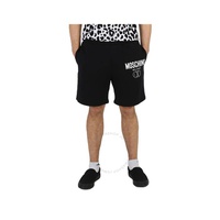 모스키노 Moschino Mens Black Logo-Print Organic-Cotton Shorts J0347-7028-1555