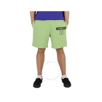 모스키노 Moschino Mens Light Green Logo-Print Organic-Cotton Shorts J0347-7028-1397
