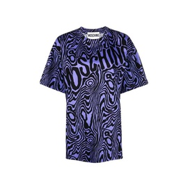모스키노 Moschino Purple Oversized Moire Effect Zebra-Print Cotton T-Shirt A0707-5540-1278