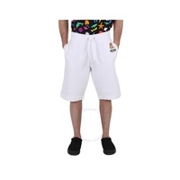 모스키노 Moschino Mens White Teddy Logo Embroidered Drawstring Shorts A4325-8102-001