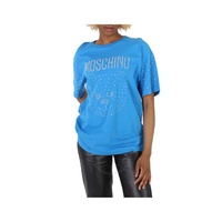 모스키노 Moschino Blue Crystal Teddy Bear Oversize Cotton T-Shirt V0715-0541-1317
