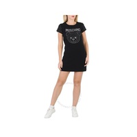 모스키노 Moschino Black Stretch-Cotton Teddy Crystal T-Shirt Dress V0429-0526-1555
