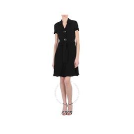 모스키노 Moschino Ladies Black Short-Sleeved Mini Shirt Dress A0447-0537-0555
