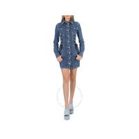 모스키노 Moschino Ladies Lace Detail Denim Mini Dress A0459-5522-0290