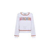 모스키노 Moschino Fantasy Print White Crochet Details Cotton Sweatshirt 1702-0528-1001