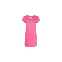 모스키노 Moschino Fuschia Stretch-Cotton Teddy Crystal T-Shirt Dress V0429-0526-1206