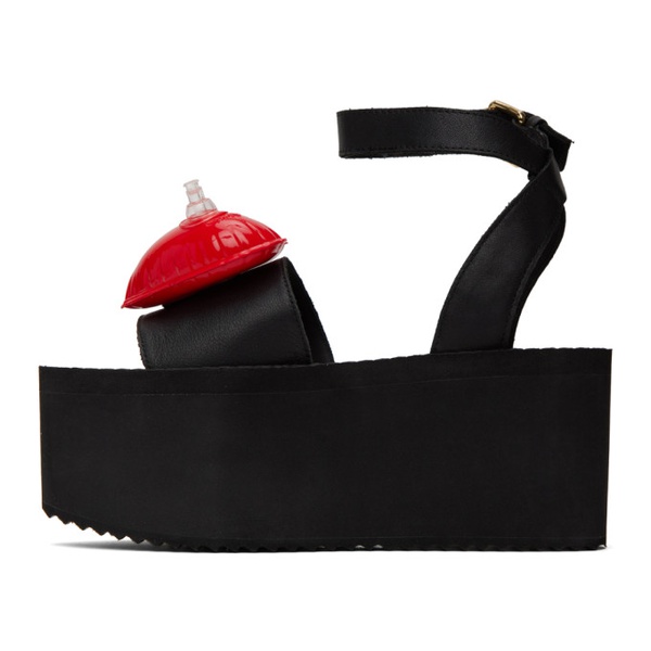  모스키노 Moschino Black Inflatable Heart Sandals 231720F124077
