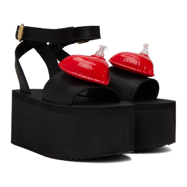  모스키노 Moschino Black Inflatable Heart Sandals 231720F124077