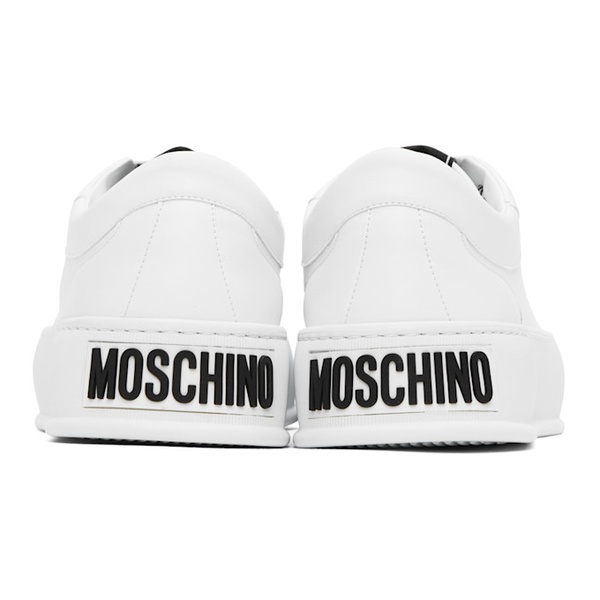  모스키노 Moschino White Faux-Leather Sneakers 232720M237016