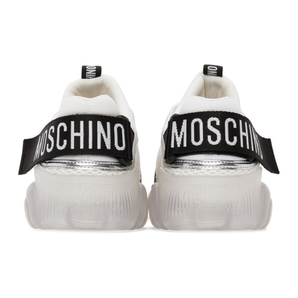  모스키노 Moschino White Logo Tape Teddy Sneakers 232720F128006