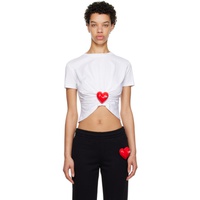 모스키노 Moschino White Inflatable Heart T-Shirt 231720F110039